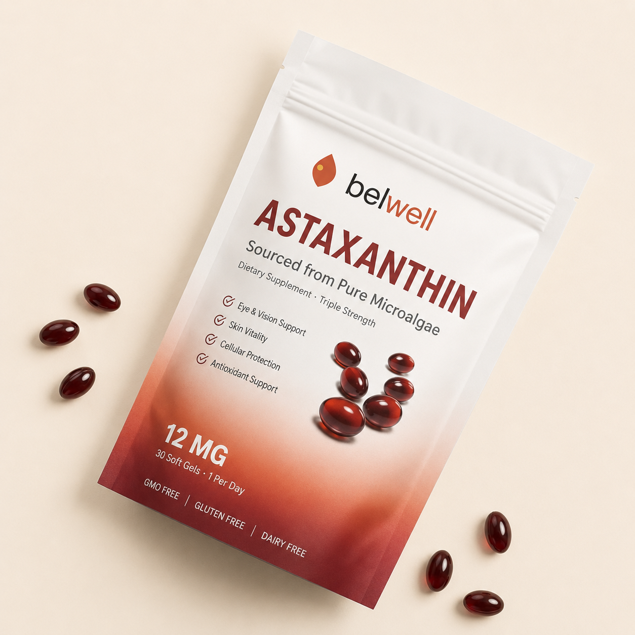 Belwell Astaxanthin 12mg – Triple Strength (30 Softgels)