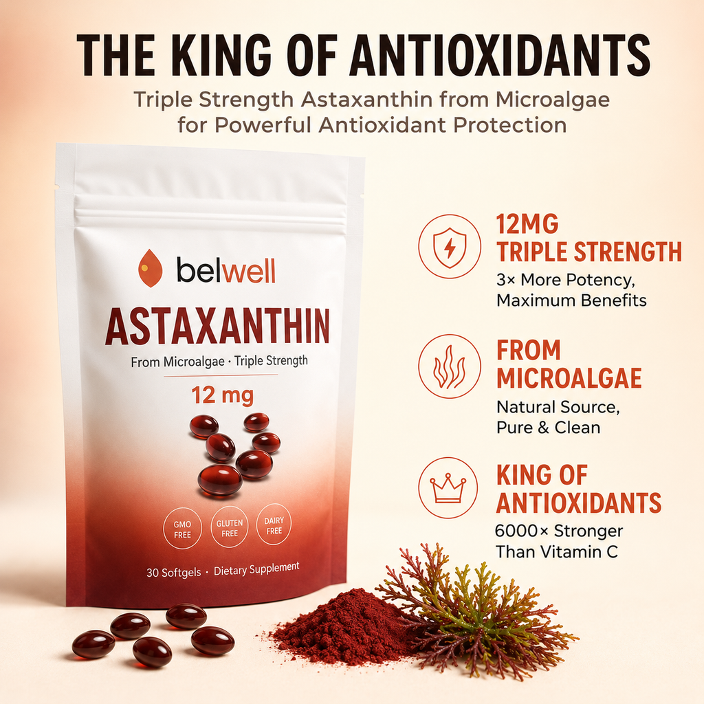 Belwell Astaxanthin 12mg – Triple Strength (30 Softgels)
