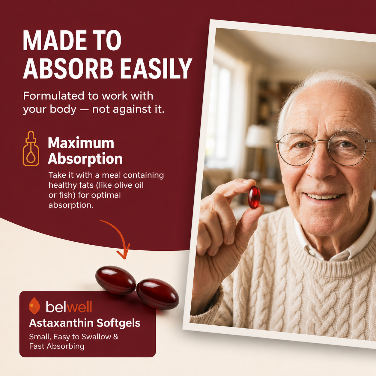 Belwell Astaxanthin 12mg – Triple Strength (30 Softgels)